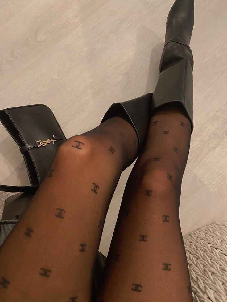 CC PRINT BLACK TIGHTS
