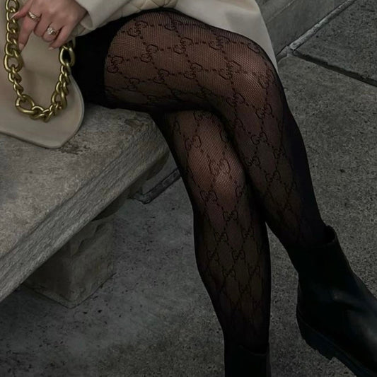 GG Black Print Tights